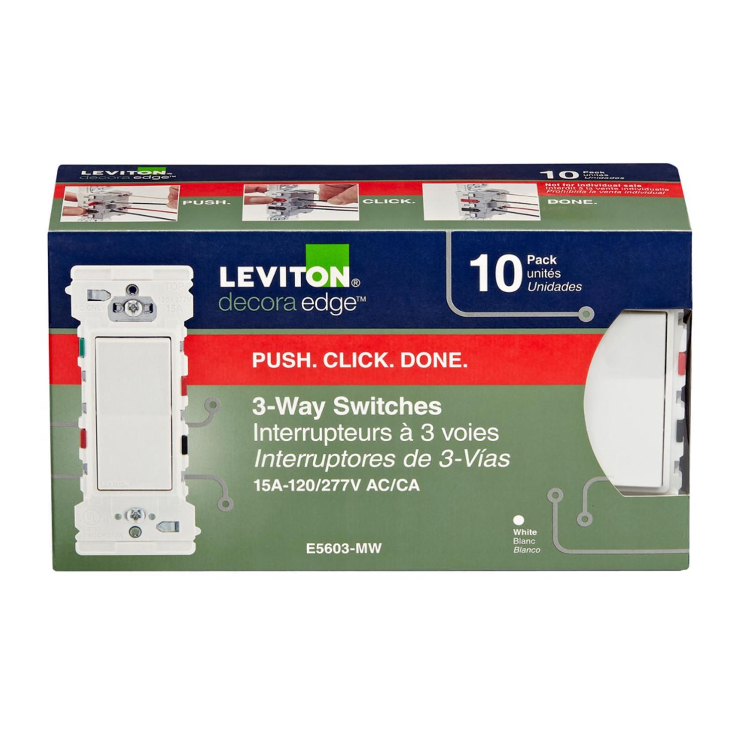 Leviton Decora Edge 15 amps 3-Way Rocker Switch White 10 pk - Ace Hardware