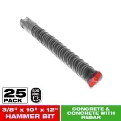 Diablo 3/8 in. X 12 in. L Carbide Tipped 2-Cutter Hammer Drill Bit SDS-Plus Shank 25 pk