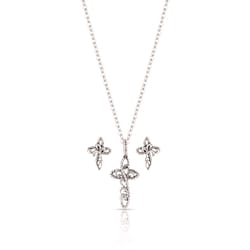 Montana Silversmiths Women's Steady Faith Cross Silver Jewelry Sets Brass Water Resistant