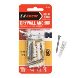 E-Z Ancor Twist-N-Lock 1/4 in. D X 1-1/4 in. L Fiber-Reinforced Nylon Phillips Head Drywall Anchor 6