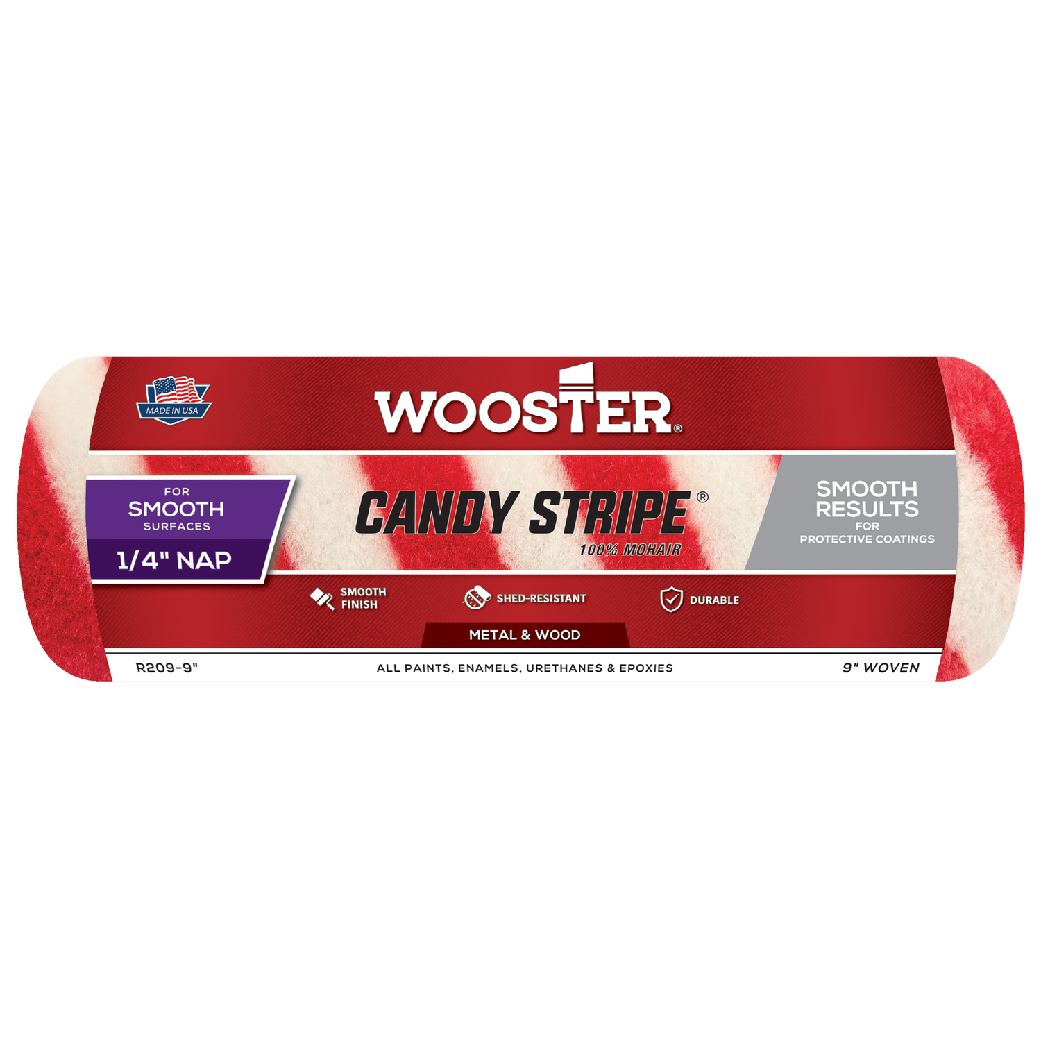 Photos - Putty Knife / Painting Tool Wooster Candy Stripe Mohair Blend 9 in. W X 1/4 in. Regular Paint Roller C