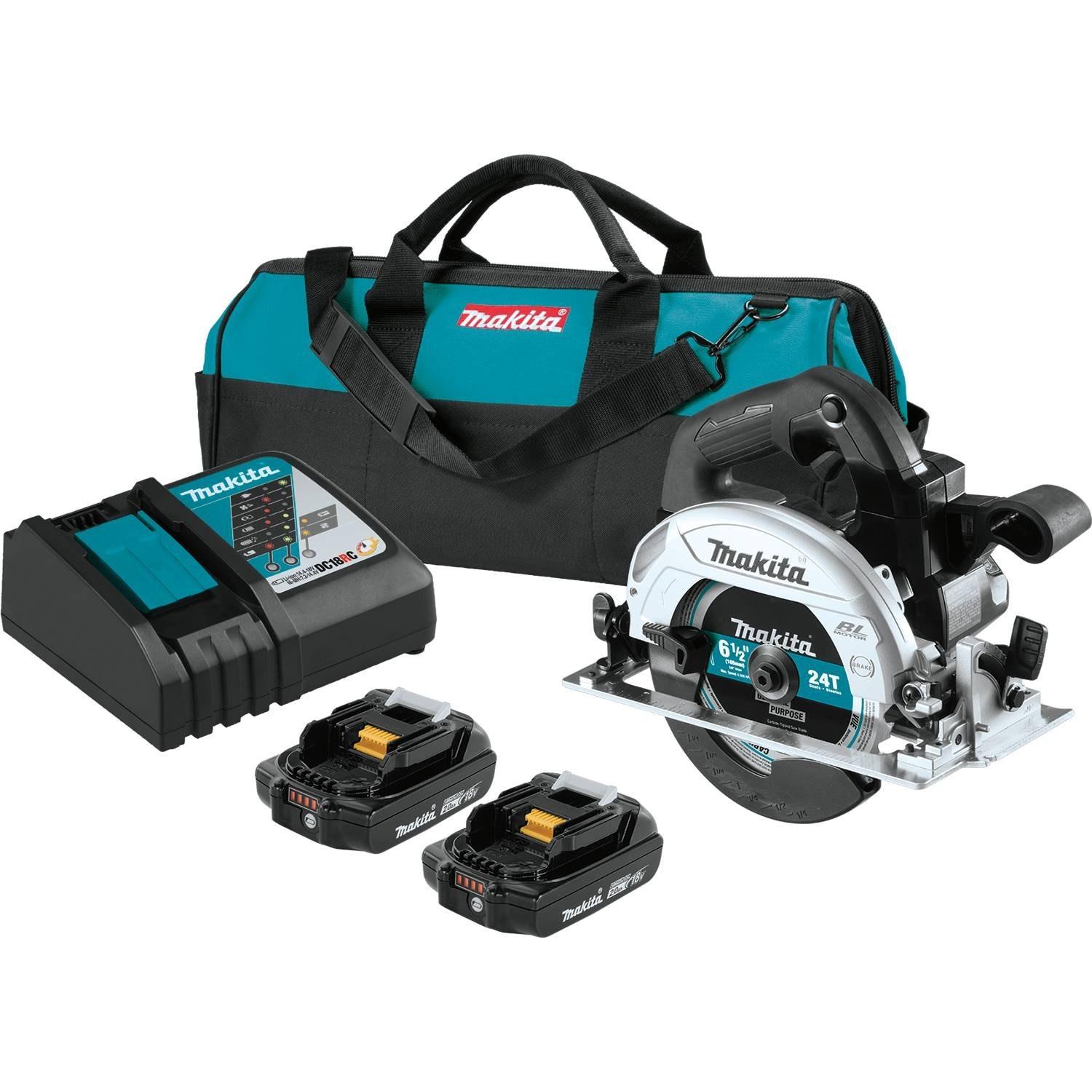 Photos - Power Saw Makita 18V 6-1/2 in. Cordless Brushless Compact Circular Saw Kit (Battery 