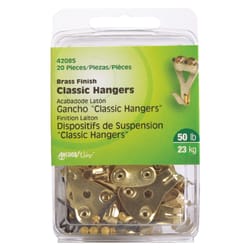 Hillman AnchorWire Brass-Plated Classic Picture Hanger 50 lb 20 pk