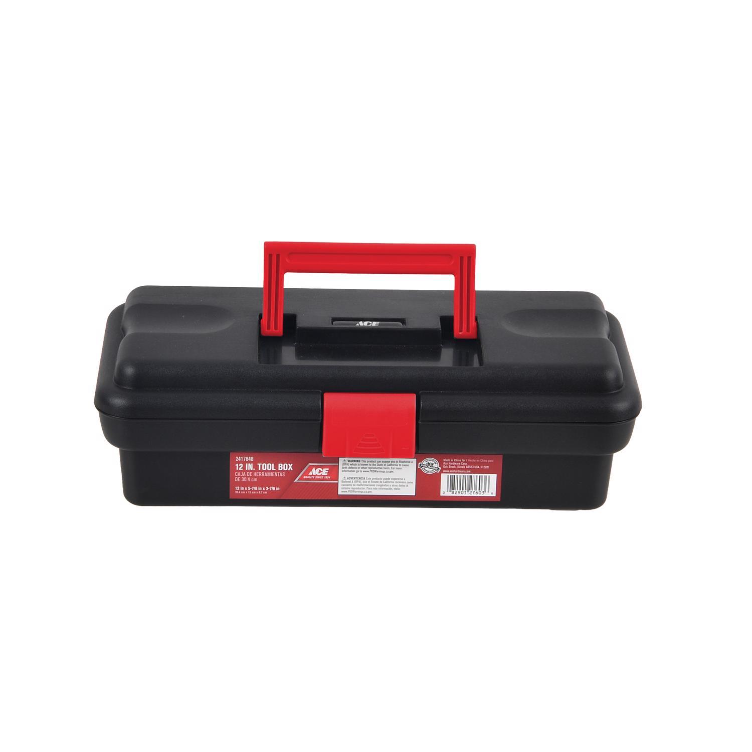 Ace 12 in. One Latch Tool Box Black/Red - Ace Hardware