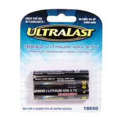 UltraLast Lithium Ion 18650 3.7 V 3400 mAh Rechargeable Battery 2 pk