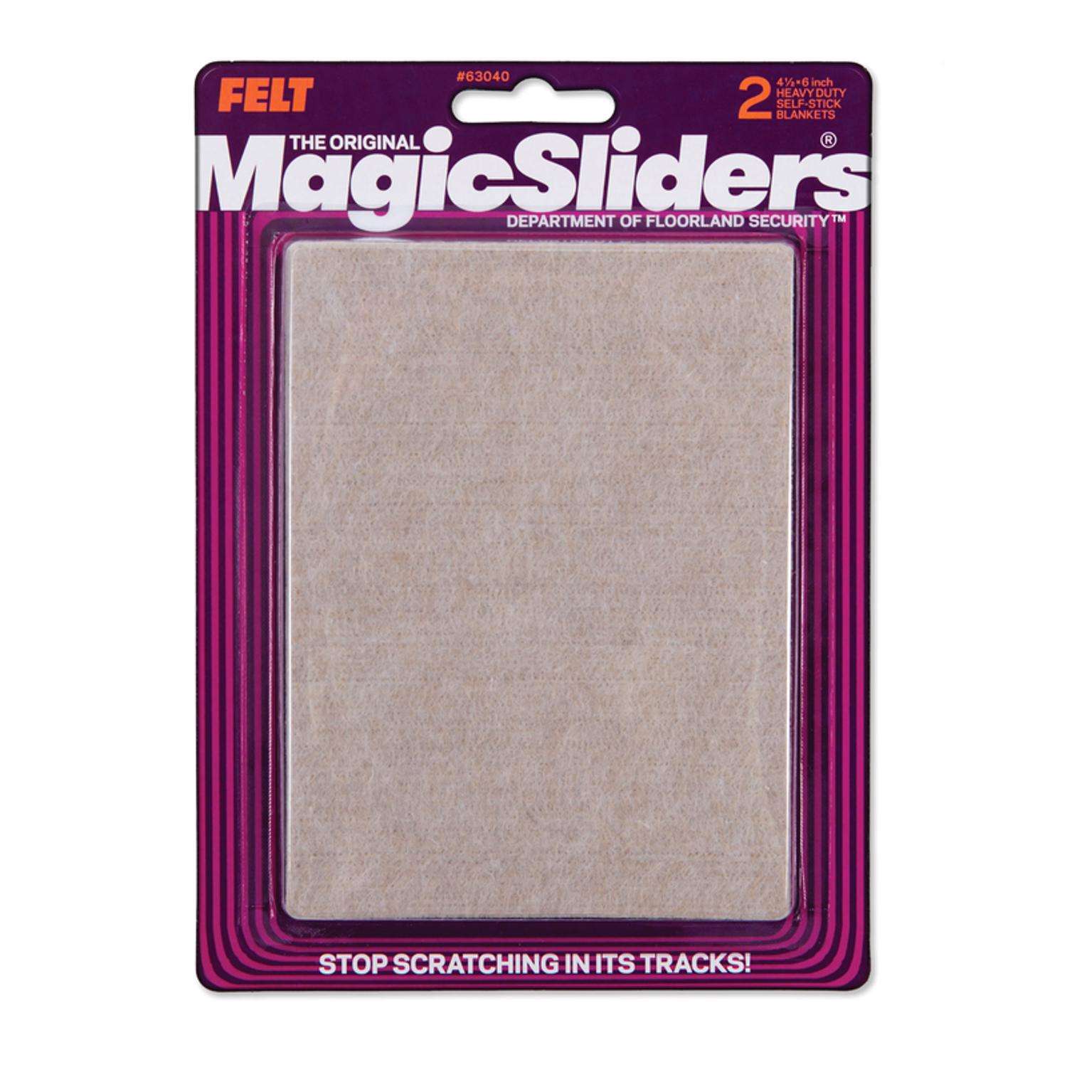 Magic Sliders Felt Self Adhesive Protective Pads Tan Rectangle 6 in. W