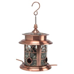 Sun-Ray 1.75 lb Copper Arch Inlay Solar Lighted Bird Feeder 4 ports