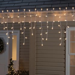 Celebrations Stay Shine Incandescent Mini Clear/Warm White 100 ct Icicle Christmas Lights 5.67 ft.