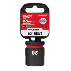 Milwaukee SHOCKWAVE 20 mm X 1/2 in. drive Metric/SAE 6 Point Standard Impact Rated Socket 1 pc