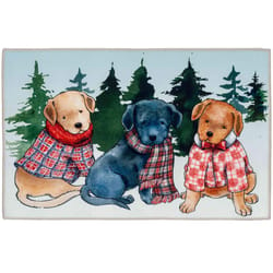 Olivia's Home 22 in. W X 32 in. L Multi-Color Puppies in Plaid Polyester Accent Rug