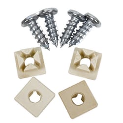 Custom Accessories White Metal/Nylon License Plate Fasteners