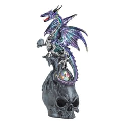 Dragon Crest 10 in. H X 3.75 in. W X 4.25 in. L Mystical Dragon and Skull Poly Resin Decorative Figu