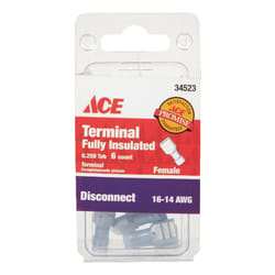 Ace Insulated Wire Female Disconnect Blue 6 pk