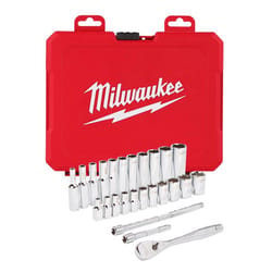 Milwaukee 1/4 in. drive SAE 26 Piece Mechanics Ratchet and Socket Set 90 teeth