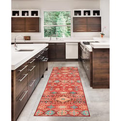 Linon Home Decor Lambert 2 ft. W X 8 ft. L Red Polyester Area Rug