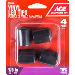 Ace Vinyl Leg Tip Black Round 7/8 in. W 1 pk