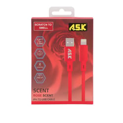 A.S.K Lightning to USB Cable 12 ft. Red