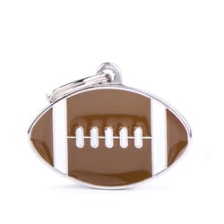 MyFamily Charms Brown American Football Metal Dog Pet Tags Large