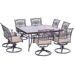 Hanover Traditions 9 pc Bronze Aluminum Traditional Dining Set Tan