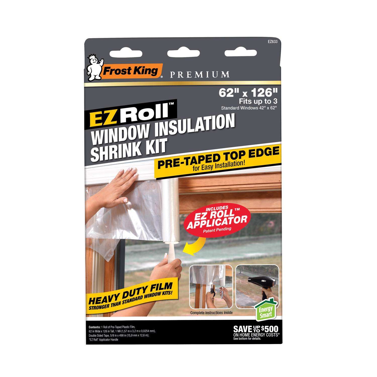 Frost King EZRoll Clear Indoor Window Film Insulator Kit 62 in. W X 126