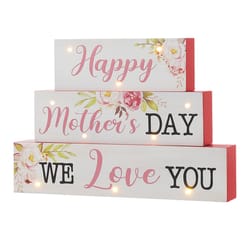 Glitzhome Happy Mother's Day Block Sign MDF/Plastic 1 pc