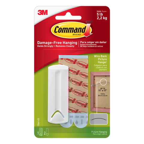 3M Command White Wire-Backed Picture Hanger 5 lb 1 pk 3M Command White Wire-Backed Picture Hanger 5 lb 1 pk