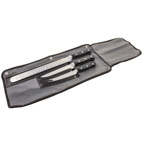 Oklahoma Joe's Blacksmith Stainless Steel Black/Silver Grilling Knife Set 3  pc