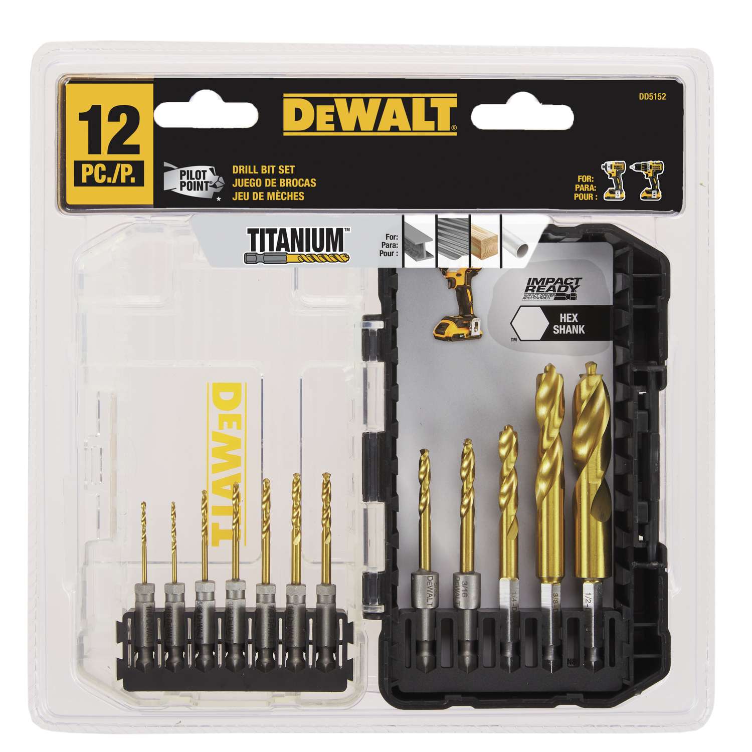 DeWalt Pilot Point Titanium Drill Bit Set 12 pc. - Ace Hardware