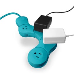 Quirky Pivot Power Jr. 2 ft. L 4 outlets Flexible Power Strip Teal