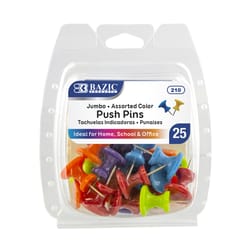 Bazic Products Jumbo Assorted Color Push Pins 25 pk