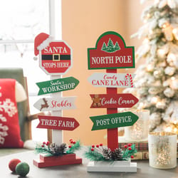 Glitzhome Multicolored Christmas Sign Table Decor 16 in.