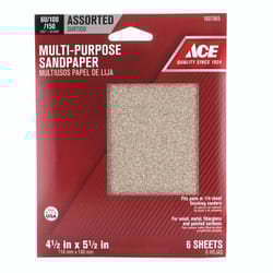 Ace 5.5 in. L X 4.5 in. W Assorted Grit Aluminum Oxide Sanding Sheet 6 pk