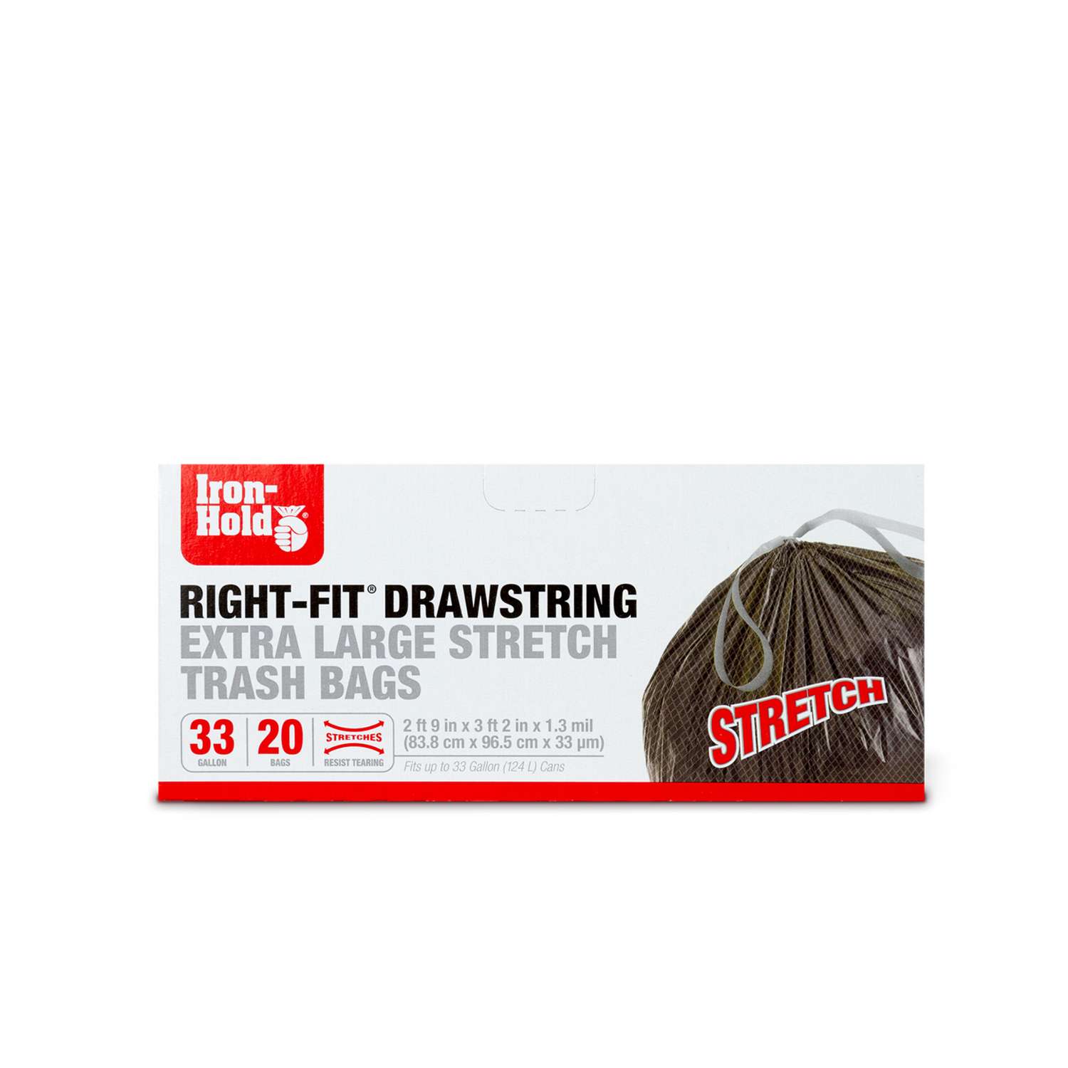 IronHold RightFit 33 gal Trash Bags Drawstring 20 pk 1.3 mil Ace Hardware