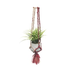 Matr Boomie 24 in. H X 6 in. D Fabric Sari Macrame Hanging Bowl Planter Multicolored