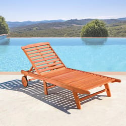 Azen Smyrna Earth Brown Wood Frame Sun Chaise Lounge