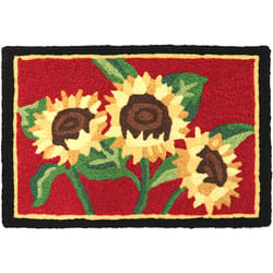 Jellybean 20 in. W X 30 in. L Multi-Color Sunflower Bouquet Polyester Accent Rug