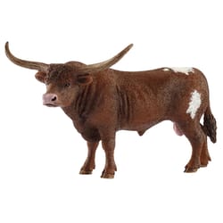 Schleich Farm World Texas Longhorn Bull Toy Plastic Brown/White