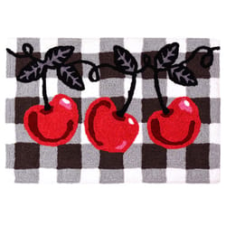 Jellybean 20 in. W X 30 in. L Multi-Color Cherries on Checks Polyester Accent Rug