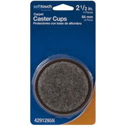 Softtouch Plastic Caster Cup Gray Round 2-1/2 in. W X 2-1/2 in. L 4 pk