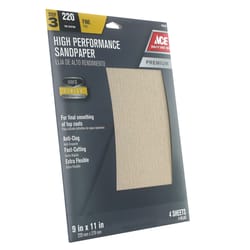 Ace  11 in. L x 9 in. W 220 Grit Aluminum Oxide  Sandpaper  4 pk 