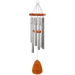 Wind River In Loving Memory Silver Aluminum/Wood 30 in. Wind Chime