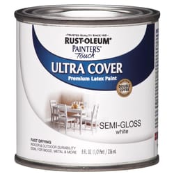 Rust-Oleum Painters Touch Semi-Gloss White Water-Based Ultra Cover Paint Exterior and Interior 0.5 p