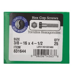 HILLMAN 3/8-16 in. D X 4-1/2 in. L Steel Hex Head Cap Screw 25 pk