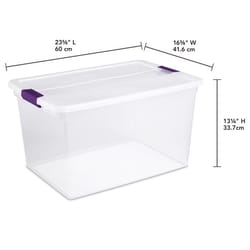 Sterilite 66 qt Clear Latch Storage Box 13.25 in. H X 16.375 in. W X 23.625 in. D Stackable