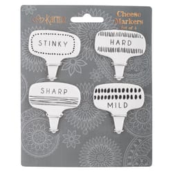 Karma Black/Silver Stoneware Cheese Marker Set