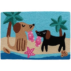 Jellybean 20 in. W X 30 in. L Multi-Color Pups on the Beach Polyester Accent Rug