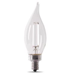 Feit White Filament BA10 E12 (Candelabra) Filament LED Bulb Soft White 40 Watt Equivalence 2 pk