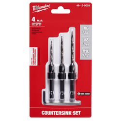 Milwaukee 0.3 in. L High Speed Steel Drill and Countersink Set Quick-Change Hex Shank 3 pc