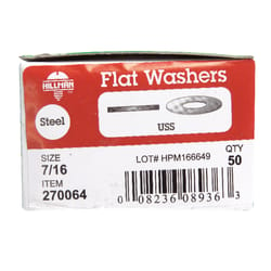 HILLMAN Zinc-Plated Steel 7/16 in. USS Flat Washer 50 pk