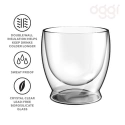 OGGI 10 oz Clear Borosilicate Glass Double Wall Whiskey Glass